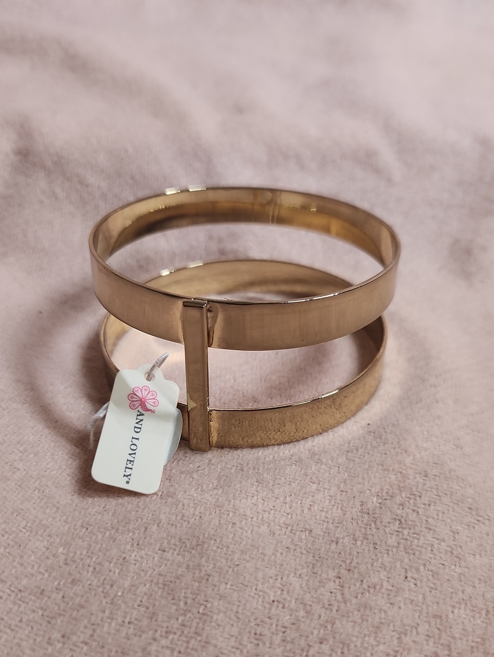 And Lovely Gold Double Bangle Bracelet - Elegant Stacked Design